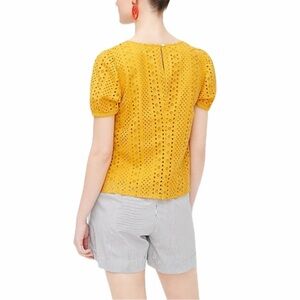 Mustard Eyelet Puff Sleeve Top